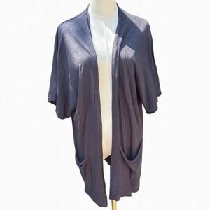 NEW J.Crew Black Cardigan Linen Blend Short Sleeve Open Front NEW Size XL